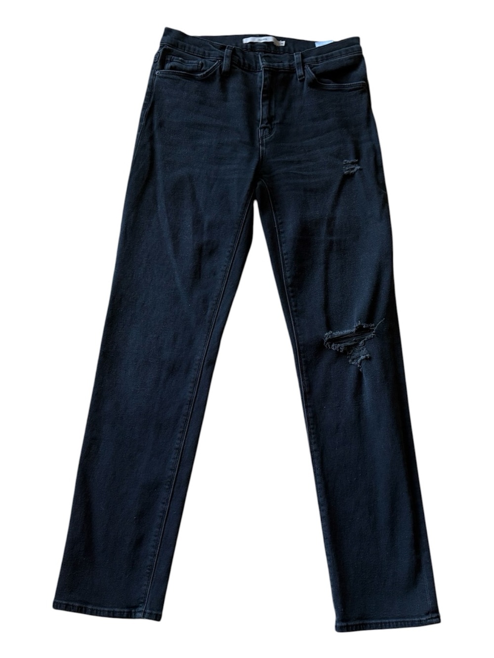 Hudson Nico DBA Mid-Rise Straight Leg Distressed Black Jeans Size 28